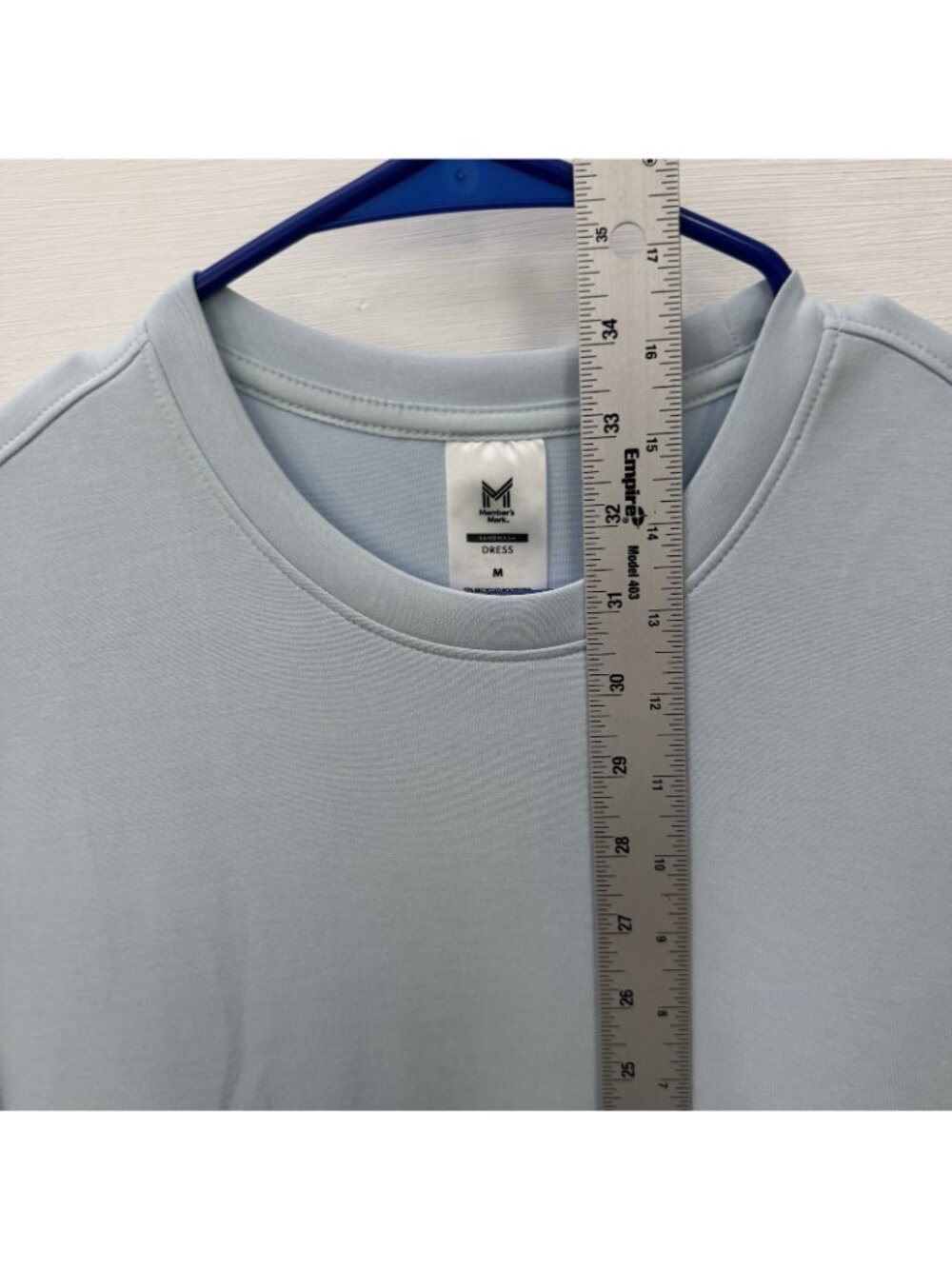 NWT Member’s Mark Sandwash T-Shirt Dress M Light Blue Short Sleeve Pockets - Picture 11 of 12